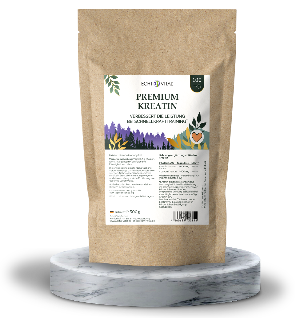 Premium Kreatin Monohydrat Pulver - ECHT VITAL Premium Qualität